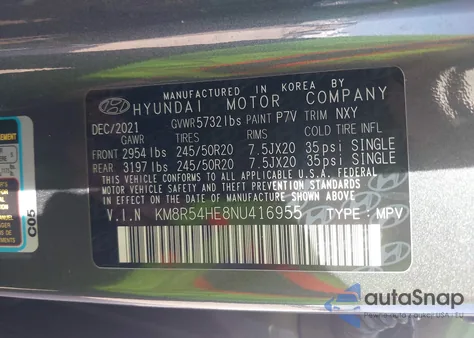 2022 Hyundai Palisade Limited from USA, damaged, VIN KM8R54HE8NU416955